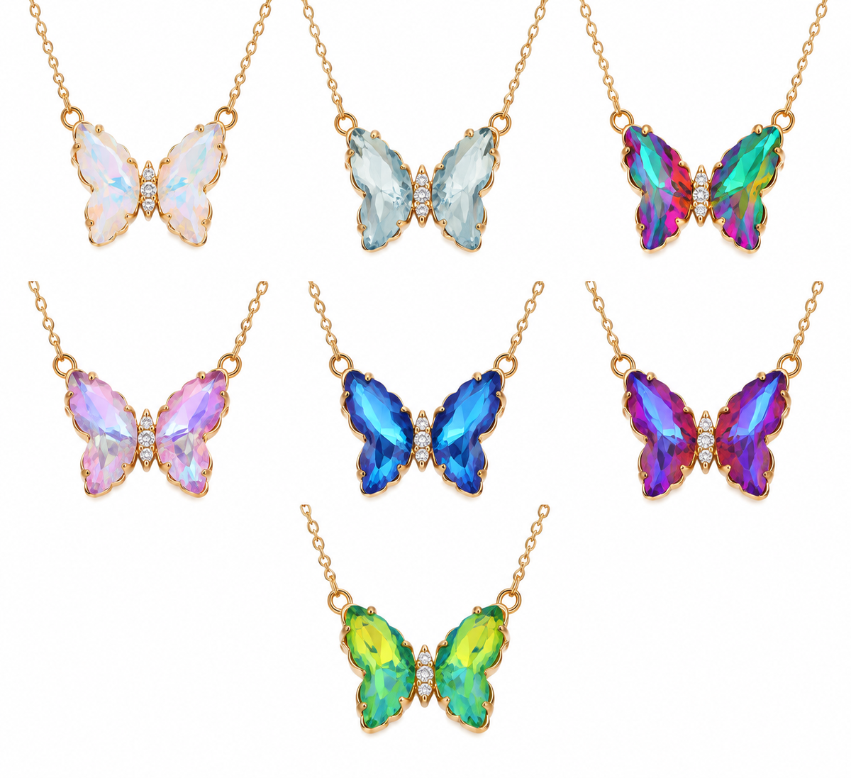 Gold plated steel butterfly necklace - NE743
