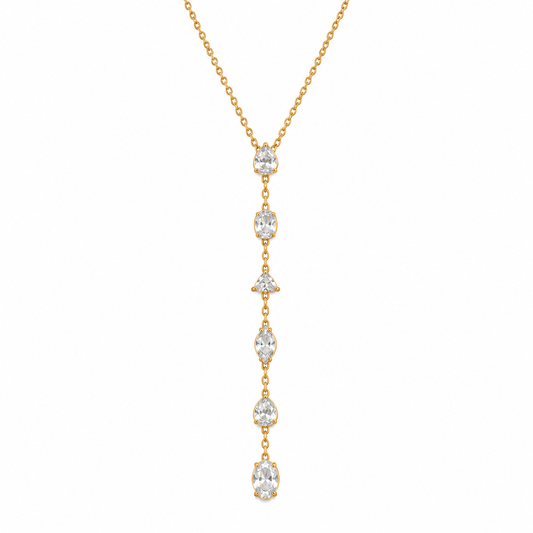 Long steel necklace with zircon - NE019