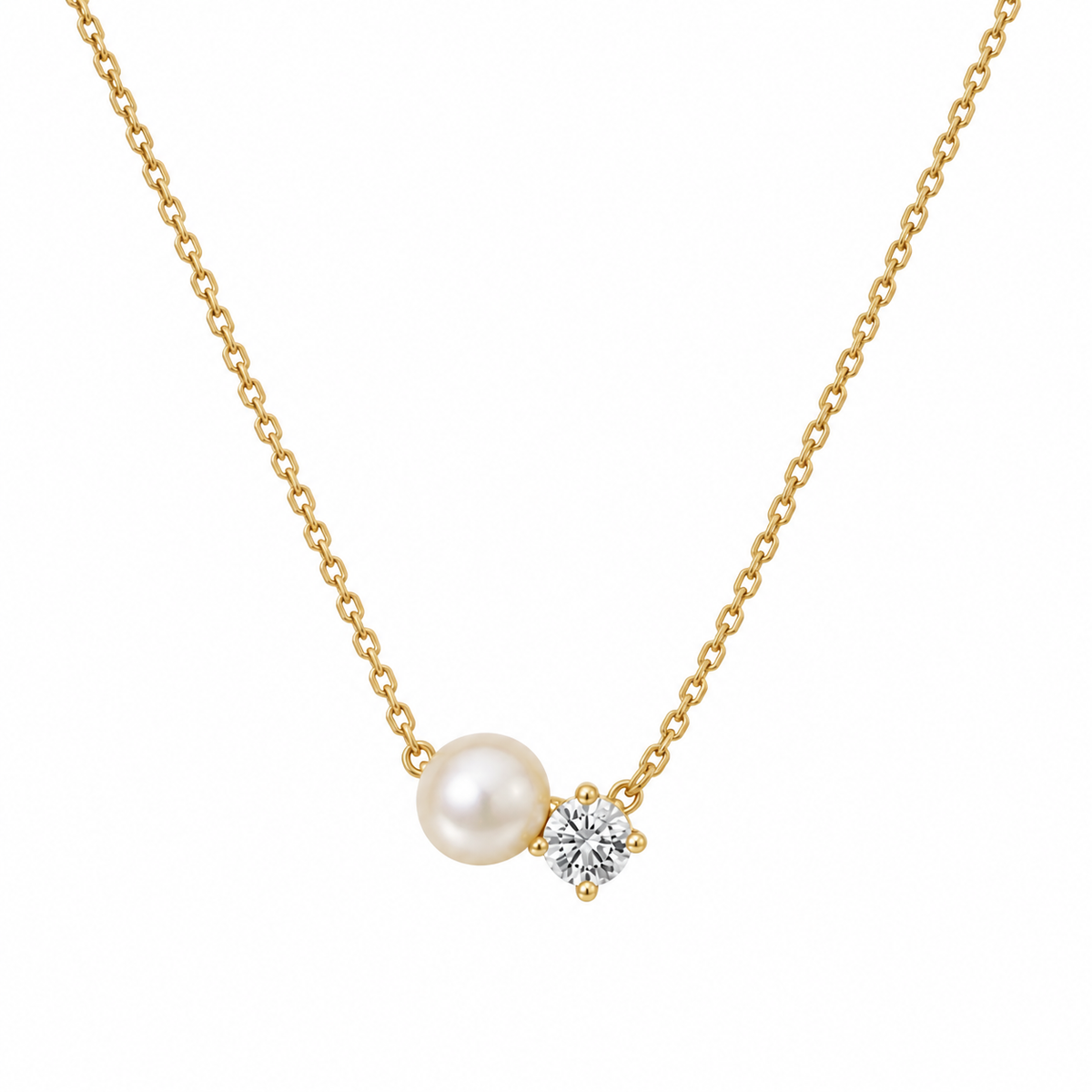 Collana in acciaio con perla e zircone - NE176