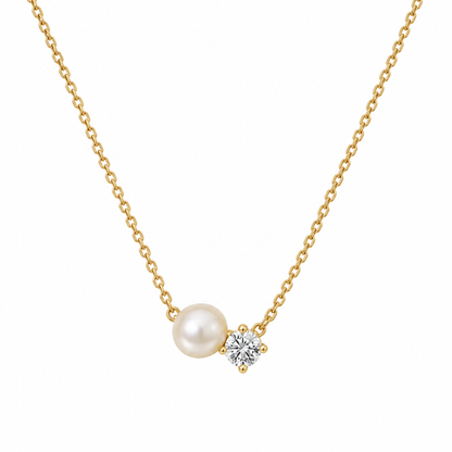 Collana in acciaio con perla e zircone - NE176