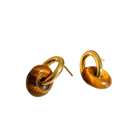 Cercei din oțel placat cu aur cu piatră naturală-EA828