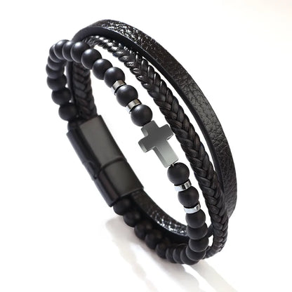 Bracelet artificial skin stones and cross-br159