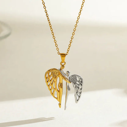 Colier de oțel cu îngerii îmbrățișați-NE560