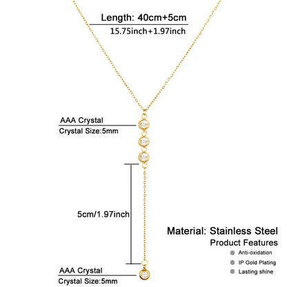 Κολιέ χρυσό ατσάλι μακρύ με rhinestones-NE170