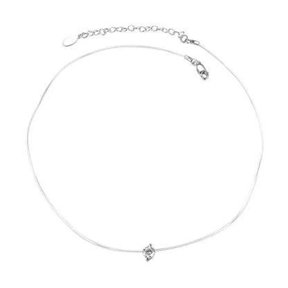 Acrylic necklace with round rhinestone - ne027