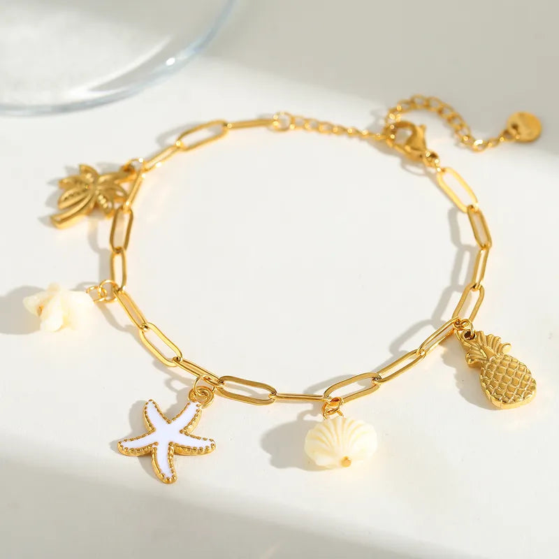 Βραχιόλι επιχρυσωμένο ατσάλι με καλοκαιρινά σύμβολα -BR394