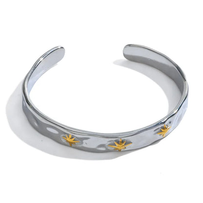 *Βραχιόλι ατσάλι με χρυσά αστέρια-BR264