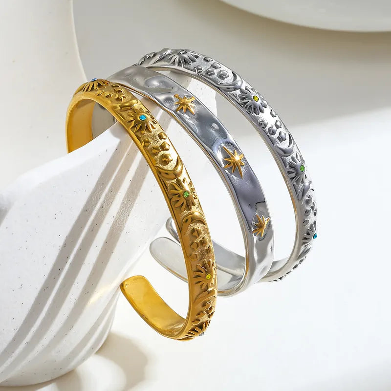 Βραχιόλι ατσάλι με φεγγάρι ήλιο και zircon-BR159