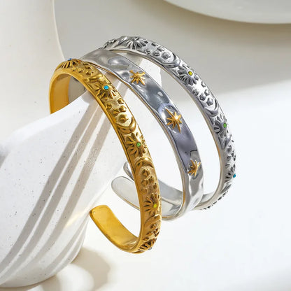 Βραχιόλι ατσάλι με φεγγάρι ήλιο και zircon-BR159