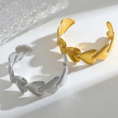 Βραχιόλι χρυσό ατσάλι καρδιές-BR208