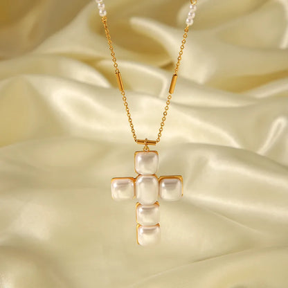 Κολιέ ατσάλινο με σταυρό - w597