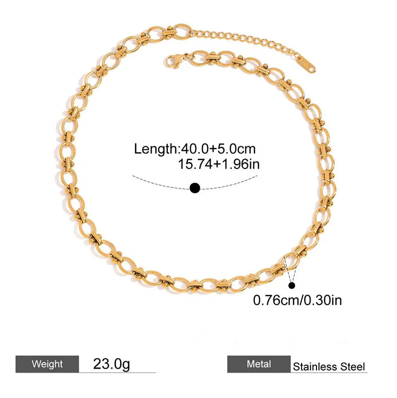 Colier cu lanț din oțel placat cu aur-NE001