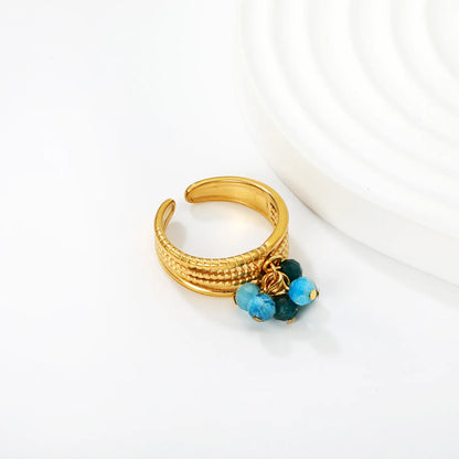 Δαχτυλίδι ατσάλι με γαλάζιες πετρούλες-R167