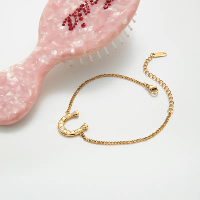 Βραχιόλι επιχρυσωμένο ατσάλι πέταλο με zircon-BR232