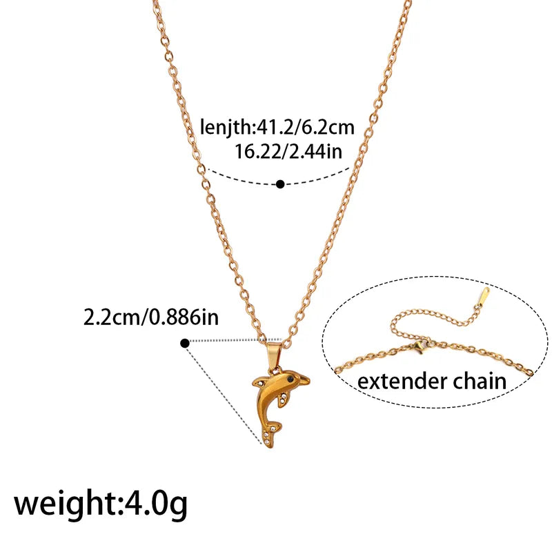 Κολιέ ατσάλινο με δελφίνι και zircon - NE656