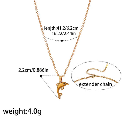 Κολιέ ατσάλινο με δελφίνι και zircon - NE656