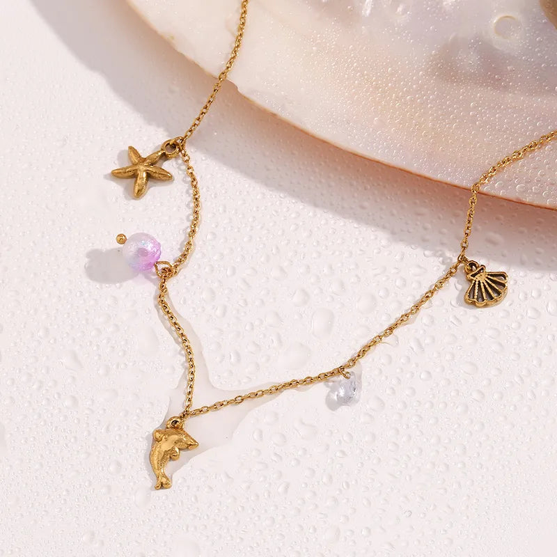 Κολιέ ατσάλινο με καλοκαιρινά κρεμαστά - ne521