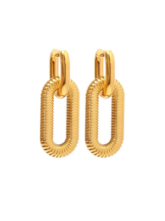 Gold steel dangle earrings - ea046