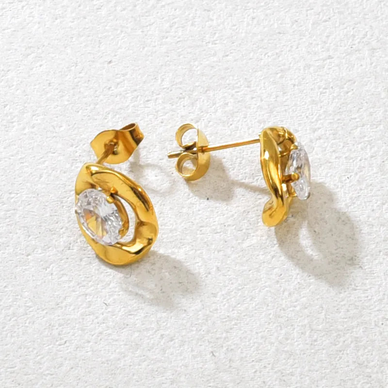 Σκουλαρίκια επιχρυσωμένο ατσάλι με zircon-EA605