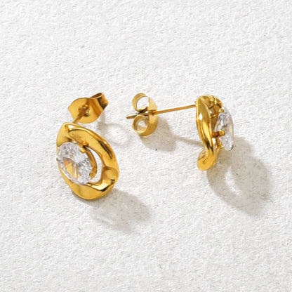 Σκουλαρίκια επιχρυσωμένο ατσάλι με zircon-EA605