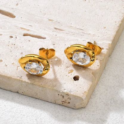 Σκουλαρίκια επιχρυσωμένο ατσάλι με zircon-EA605