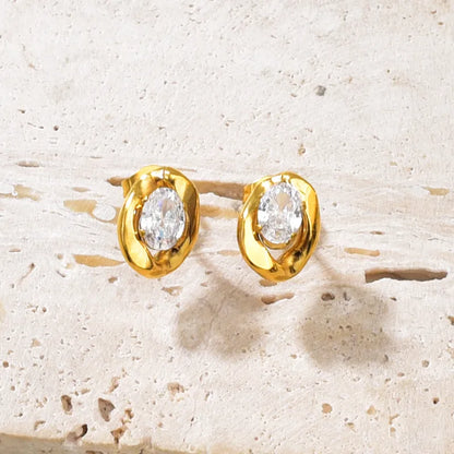 Σκουλαρίκια επιχρυσωμένο ατσάλι με zircon-EA605