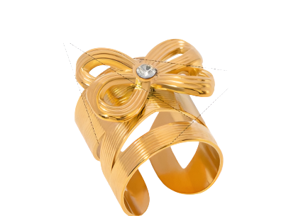 Ring Gilded Steel and Zircon with bow-R182