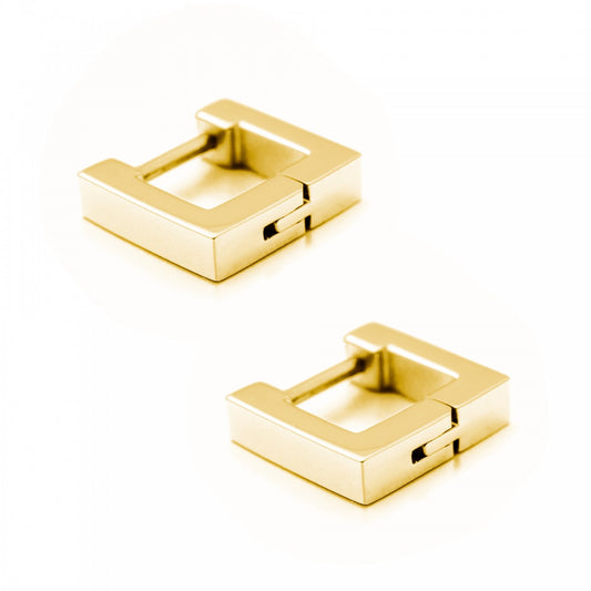 Orecchini quadrati in acciaio dorato-EA627