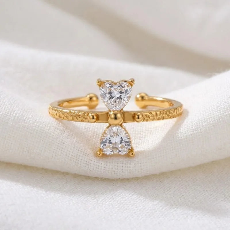 Goldring aus Stahl mit ovalem Zirkon – R152