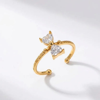 Goldring aus Stahl mit ovalem Zirkon – R152