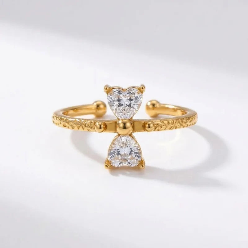 Goldring aus Stahl mit ovalem Zirkon – R152