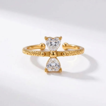 Goldring aus Stahl mit ovalem Zirkon – R152