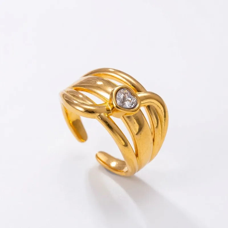 Bague triple acier doré - R372
