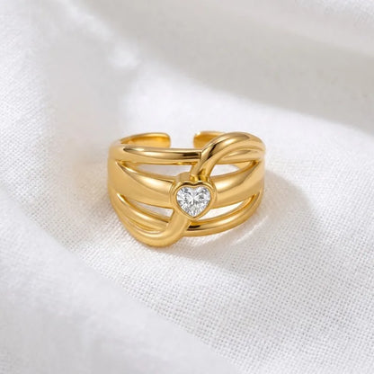 Bague triple acier doré - R372