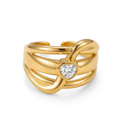 Bague triple acier doré - R372