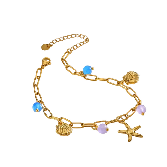 Βραχιόλι ποδιού επιχρυσωμένο ατσάλι αστερία  - AN035