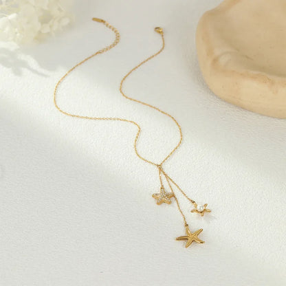 Steel necklace with pink zircon hearts - NE426