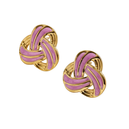 Σκουλαρίκια ατσάλι και λιλά-EA140