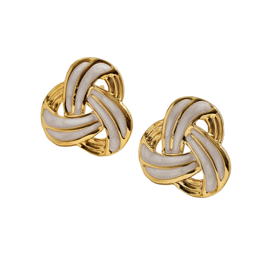 Cercei din oțel și alb-EA250