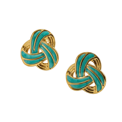 Σκουλαρίκια ατσάλι και τιρκουάζ-EA257