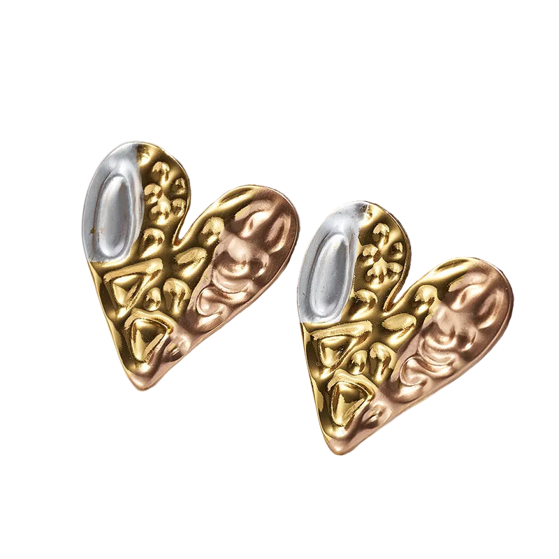 Σκουλαρίκια ατσάλι καρδιές με ασημί-EA097