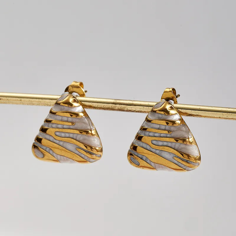 Σκουλαρίκια επιχρυσωμένο ατσάλι τρίγωνα-EA583