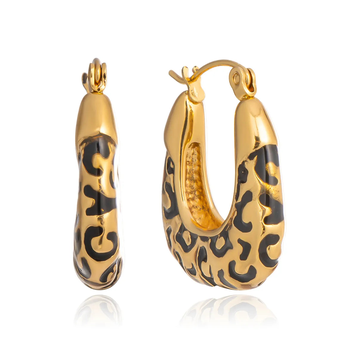 Σκουλαρίκια επιχρυσωμένο ατσάλι λεοπάρ-EA455