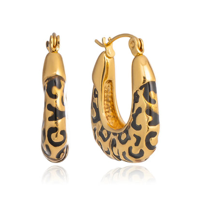 Σκουλαρίκια επιχρυσωμένο ατσάλι λεοπάρ-EA455