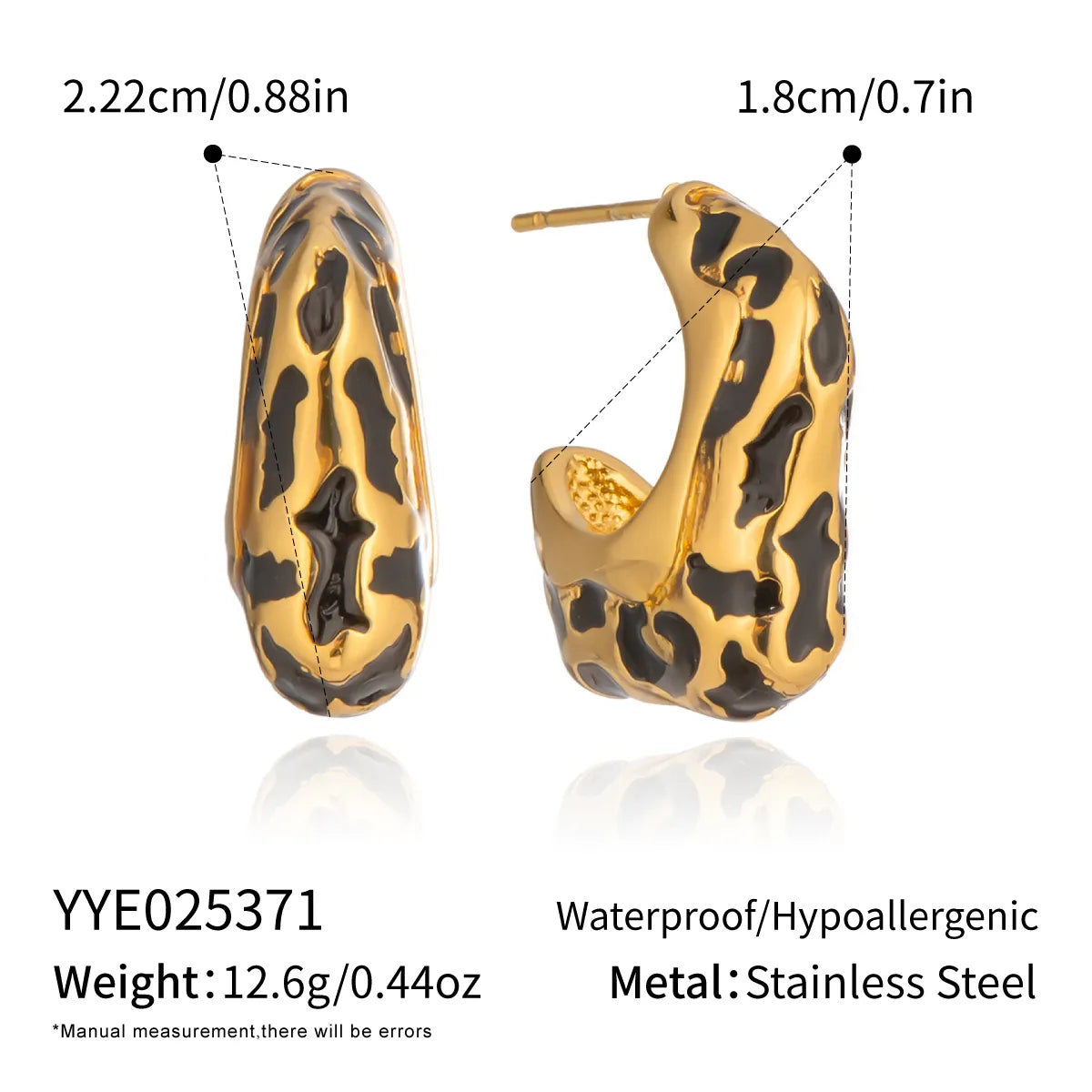 Σκουλαρίκια επιχρυσωμένο ατσάλι λεοπάρ-EA651