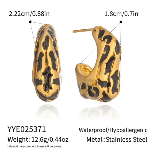 Σκουλαρίκια επιχρυσωμένο ατσάλι λεοπάρ-EA651