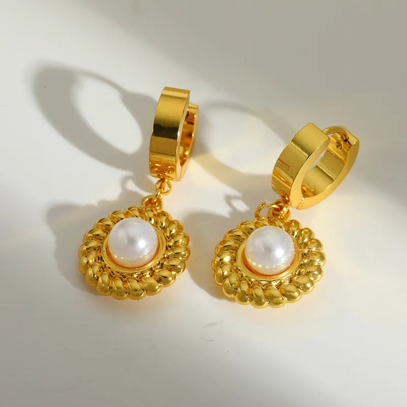 *Σκουλαρίκια επιχρυσωμένο ατσάλι με πέρλα-EA064