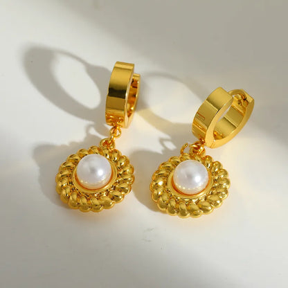 *Σκουλαρίκια επιχρυσωμένο ατσάλι με πέρλα-EA064