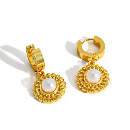 *Σκουλαρίκια επιχρυσωμένο ατσάλι με πέρλα-EA064