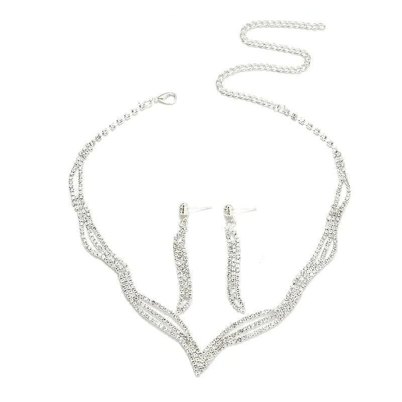 Rhinestone necklace and earrings set - SET017